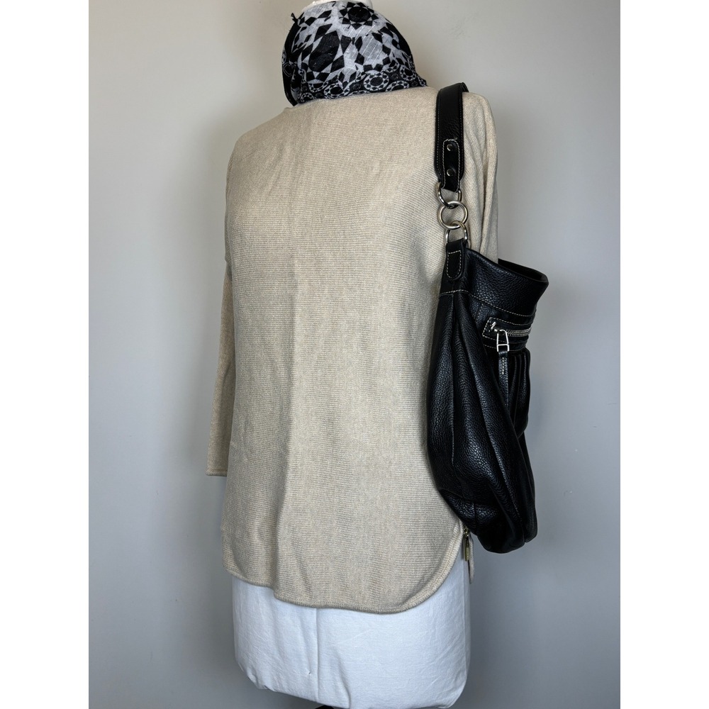 Roots Canada Black Leather Hobo Shoulder Bag